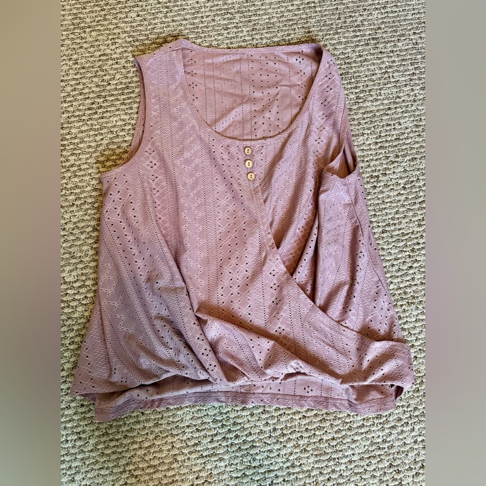 CUPSHE Wisteria Eyelet Tank Top - L (pink)